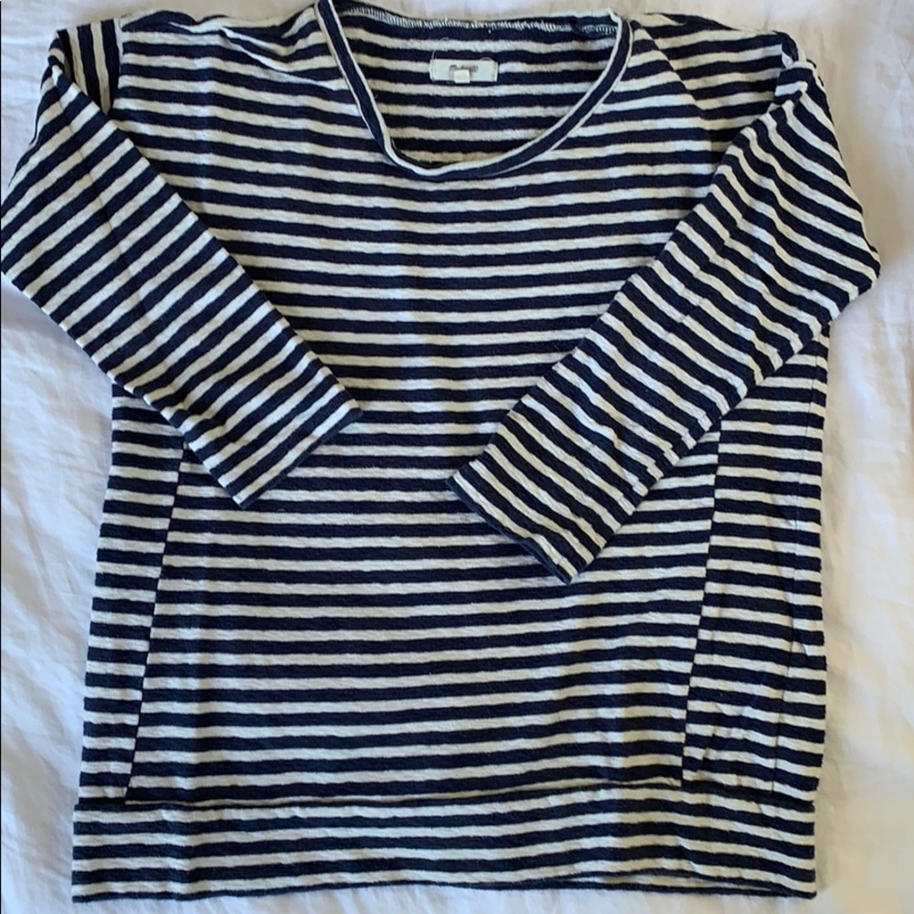 Madewell navy striped 3/4 sleeve tee